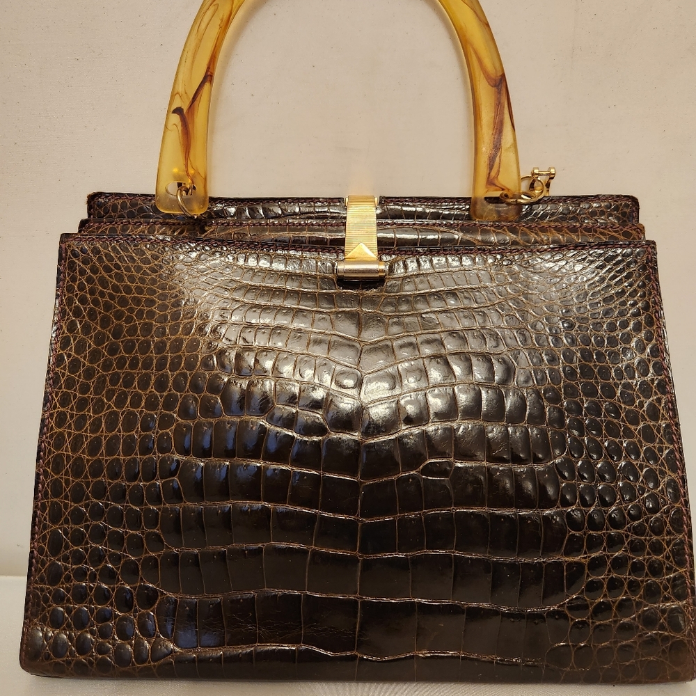 Lederer crocodile belly handbag